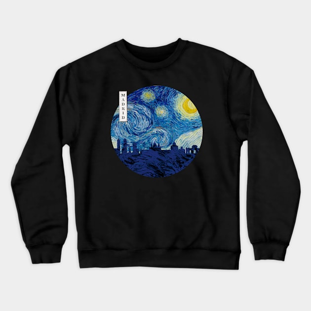 Madrid Van Gogh Starry Night Circle Crewneck Sweatshirt by Ferrazi